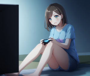 ゲームを遊ぶ女性